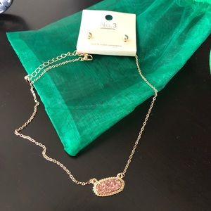 Necklace with gold toned stud earrings - NWOT